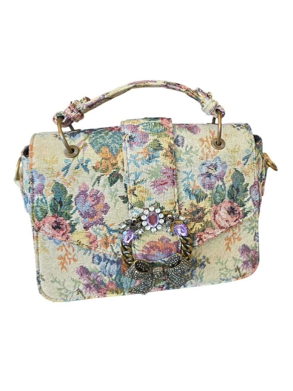 Aldo Victorian Floral Tapestry Embellished Purse Handbag Mini Shoulder Bag